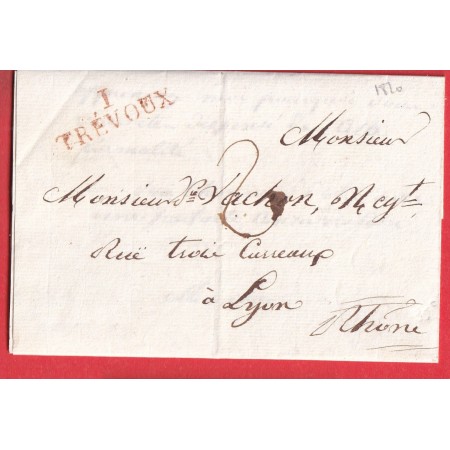 MARQUE 1 TREVOUX AIN EN ROUGE 1820 POUR LYON RHONE INDICE 9