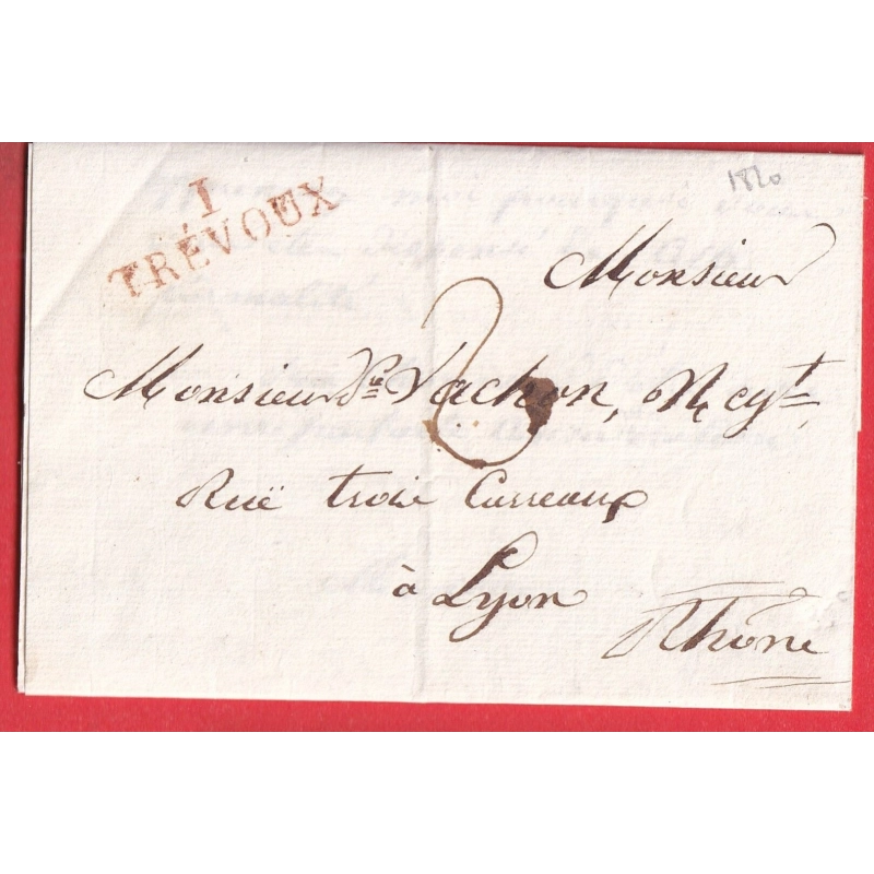 MARQUE 1 TREVOUX AIN EN ROUGE 1820 POUR LYON RHONE INDICE 9