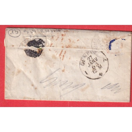 CAD TYPE 15 ST REMY DE PROVENCE  BOUCHES DU RHONE TAXE SUISSE 40 PLAINPALAIS GENEVE SUISSE 1863