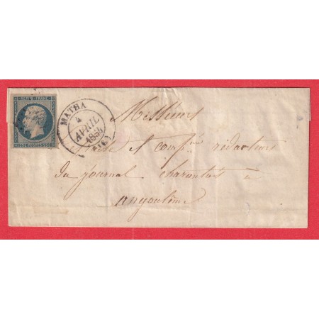 N°10b BLEU TERNE PC 1921 MATHA CAD TYPE 14 CHARENTE INFERIEURE MARITIME POUR ANGOULEME