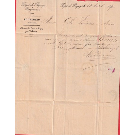 N°29 GC 4088 VALLENAY CHER CAD TYPE 23 POUR ANGERS MAINE ET LOIRE INDICE 16