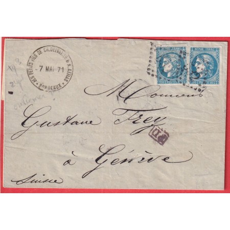 N°46B X2 GC 532 BORDEAUX GIRONDE POUR GENEVE SUISSE