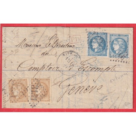 N°43A X2 46A X2 GC 3151 RIVE DE GIERS LOIRE DOUBLE PORT GENEVE SUISSE SIGNE CALVES