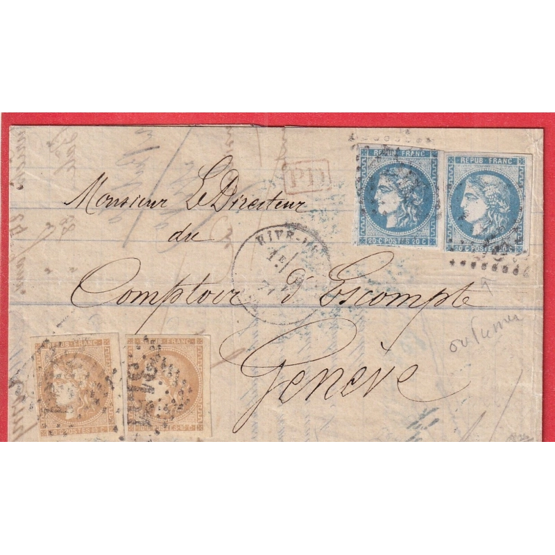 N°43A X2 46A X2 GC 3151 RIVE DE GIERS LOIRE DOUBLE PORT GENEVE SUISSE SIGNE CALVES