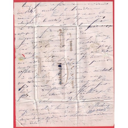 CAD TYPE 15 ARRAS DU 16 JANVIER 1849 PAS DE CALAIS POUR COLMAR HAUT RHIN POSTE RESTANTE