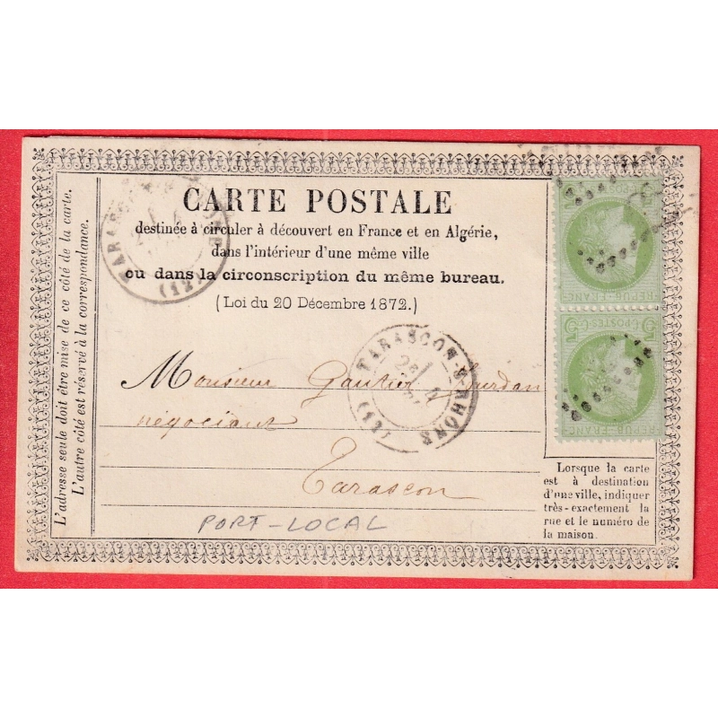 N°53 PAIRE GC 3905 TARASCON BOUCHES DU RHONE PORT LOCAL CARTE PRECUSEUR N°1