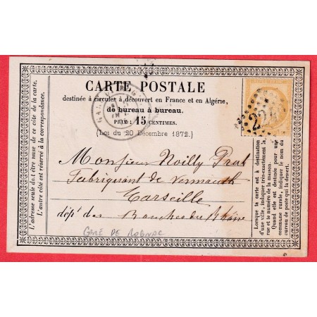 N°55 CAD GARE DE ROGNAC GC 2240 POUR MARSEILLE INDICE 18 CARTE PRECUSEUR BOUCHES DU RHONE