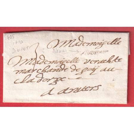MARQUE DE NAMUR AVEC TEXTE DE DINANT BELGIQUE DE 1710 POUR ANVERS