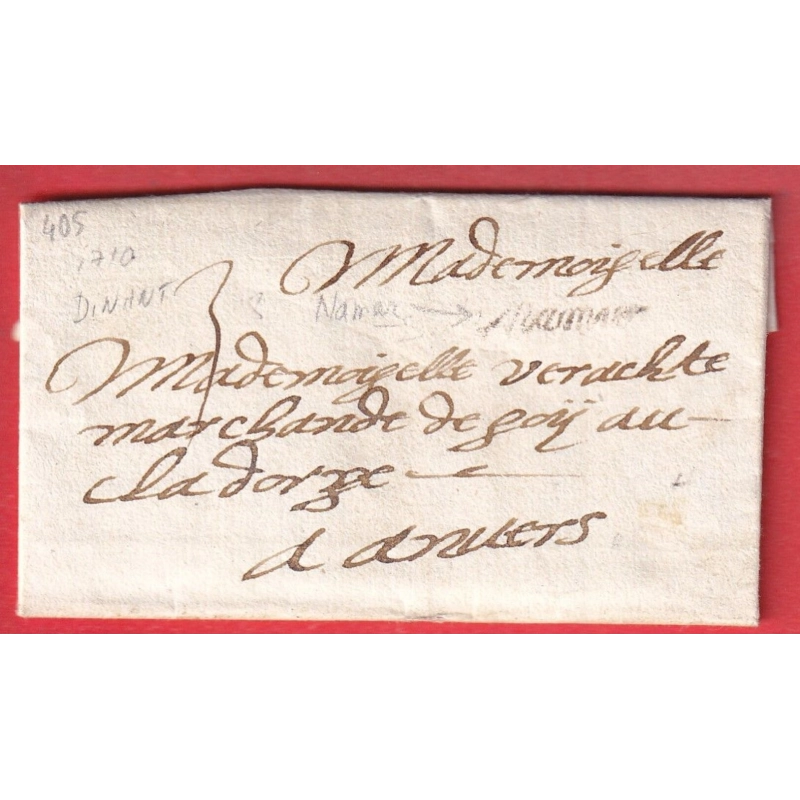 MARQUE DE NAMUR AVEC TEXTE DE DINANT BELGIQUE DE 1710 POUR ANVERS