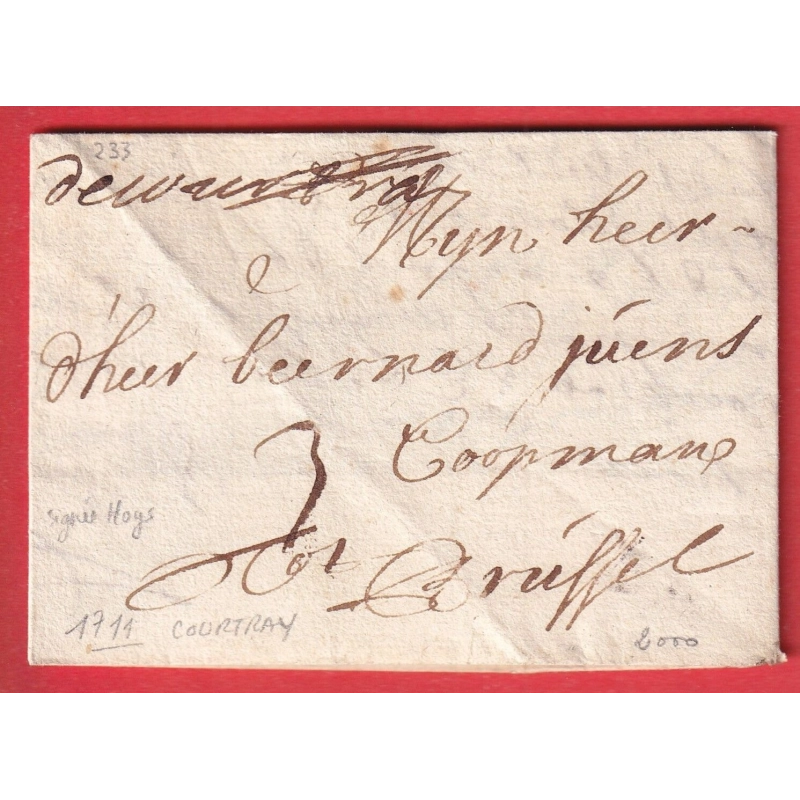 BELGIQUE MARQUE MANUSCRIT DE COURTRAY 1711 TEXTE NOTE CORTRYCK