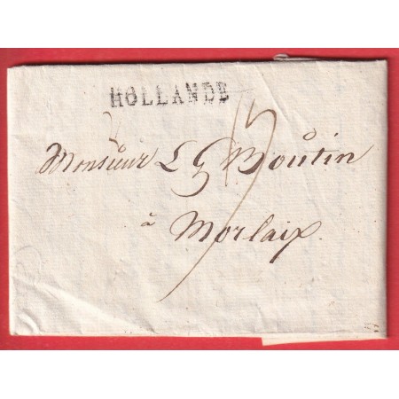 MARQUE HOLLANDE PAYS BAS AMSTERDAM 1805 POUR MORLAIX FINISTERE BRETAGNE