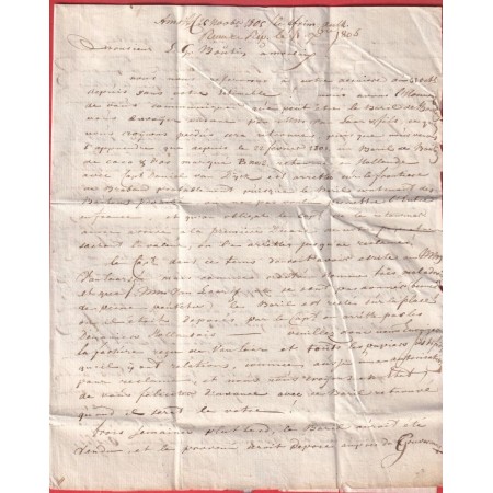 MARQUE HOLLANDE PAYS BAS AMSTERDAM 1805 POUR MORLAIX FINISTERE BRETAGNE