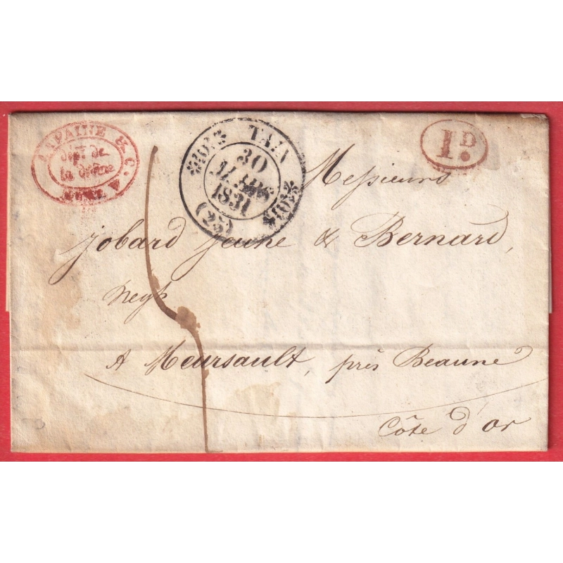 CAD TYPE 11 TAIN DROME 1831 MEURSAULT COTE D'OR INDICE 11 + DECIME RURAL