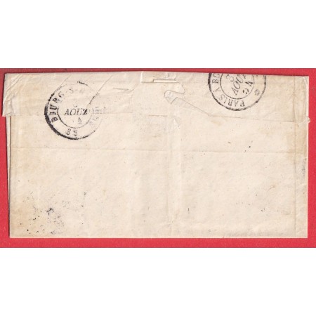 N°14 CAD TYPE 13 ROYAN CHARENTE INFERIEURE TAXE 30 ANNULE BOURG SUR GIRONDE 1854 INDICE 16 2 AOUT 1854