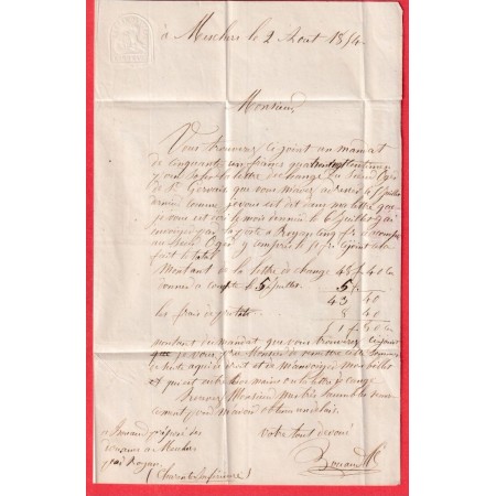 N°14 CAD TYPE 13 ROYAN CHARENTE INFERIEURE TAXE 30 ANNULE BOURG SUR GIRONDE 1854 INDICE 16 2 AOUT 1854