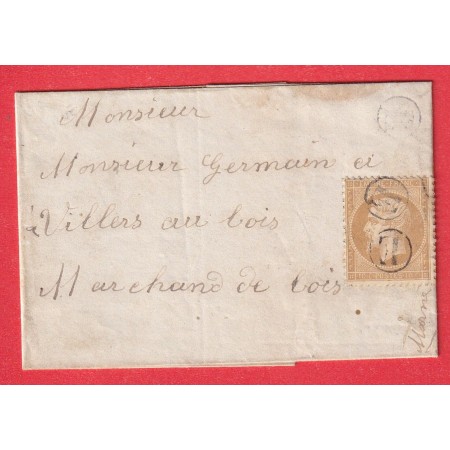 N°21 OBLITERATION BOITE RURALE E POUR VILLIERS AU BOIS MARNE TB