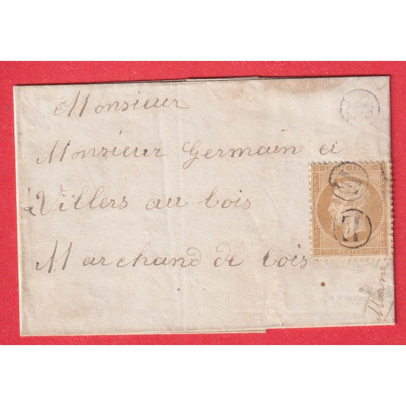 N°21 OBLITERATION BOITE RURALE E POUR VILLIERS AU BOIS MARNE TB