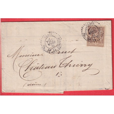 N°80 CACHET ESSAI PARIS PL DE LA BOURSE 1883 CHATEAU THIERRY AISNE TTB SIGNE CERES