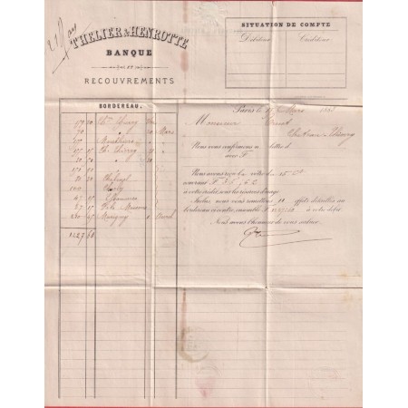 N°80 CACHET ESSAI PARIS PL DE LA BOURSE 1883 CHATEAU THIERRY AISNE TTB SIGNE CERES