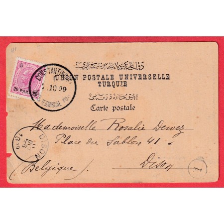 LEVANT AUTRICHE CONSTANTINOPLE 1899 POUR DISON BELGIQUE CARTE POSTALE