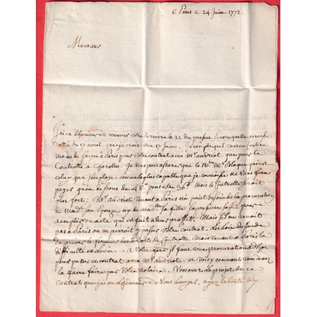 MARQUE P COURONNE DE PARIS LN°9 1772 INDICE 16 POUR CHAROLLES SAONE ET LOIRE