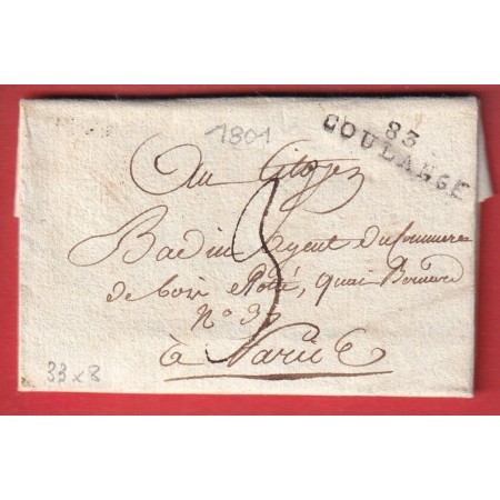 MARQUE 83 COULANGE YONNE  1801 POUR PARIS INDICE 10