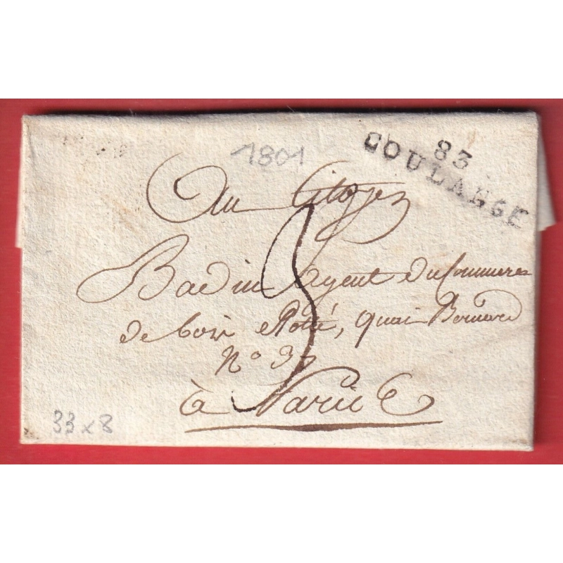 MARQUE 83 COULANGE YONNE  1801 POUR PARIS INDICE 10