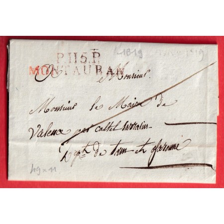 MARQUE P115P MONTAUBAN EN ROUGE TARN ET GARONNE 1819 49X11 POUR CASTELSARRAZIN  INDICE 12