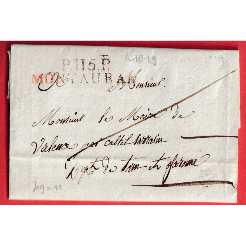 MARQUE P115P MONTAUBAN EN ROUGE TARN ET GARONNE 1819 49X11 POUR CASTELSARRAZIN  INDICE 12