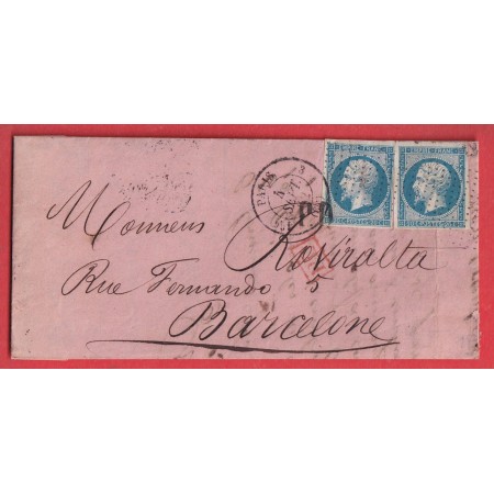 N°14 X2 PARIS ROULETTE DE PETITS POINTS PARIS 1ER 60 3 POUR BARCELONNE ESPAGNE ETIQUETTE PUB