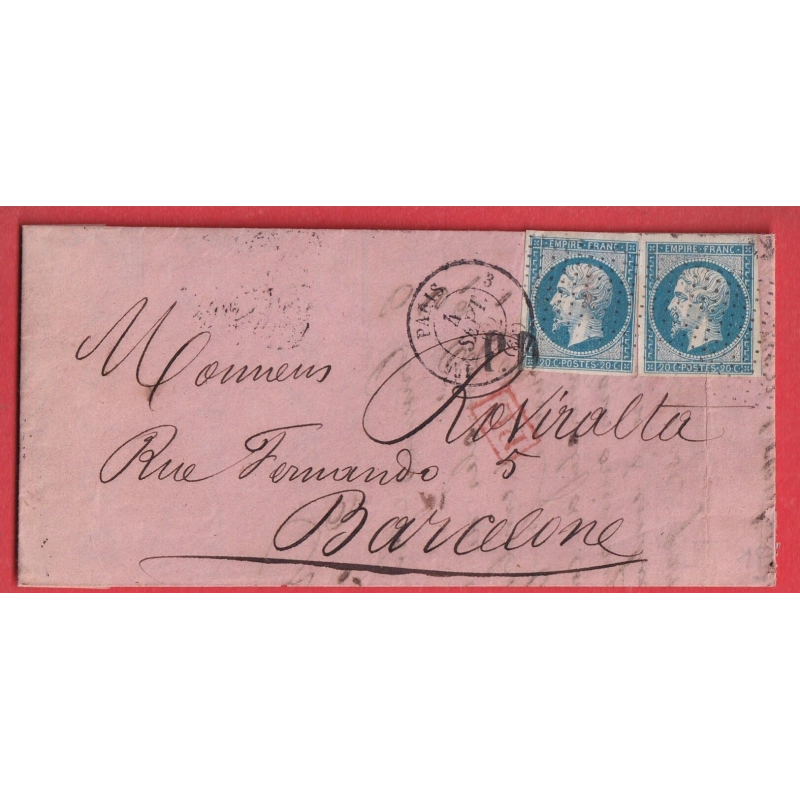 N°14 X2 PARIS ROULETTE DE PETITS POINTS PARIS 1ER 60 3 POUR BARCELONNE ESPAGNE ETIQUETTE PUB