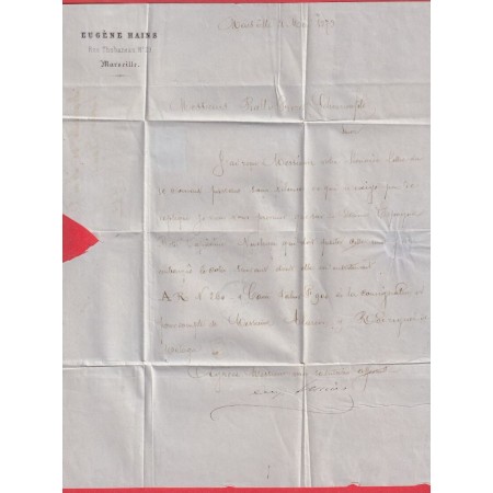 N°56 GC 6326 MARSEILLE PLACE CENTRALE POUR SCHOENENFELD SUISSE 1873