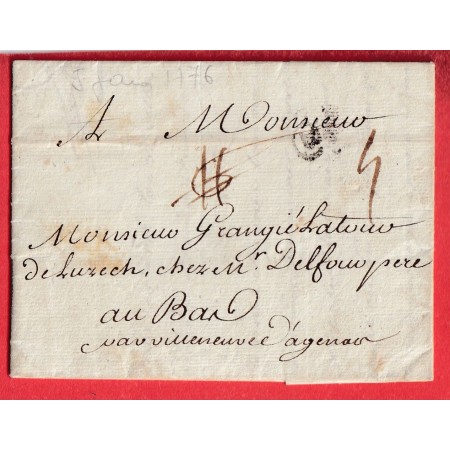 DEBOURSE MANUSCRIT DE NERAC 1776 LN°3 INDICE 20 POUR VILLENEUVE D'AGENAIS