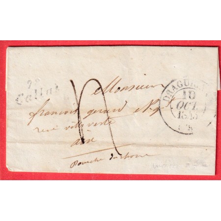 CURSIVE 78 CALLAS VAR T13 DRAGUIGNAN 1845 POUR AIX EN PROVENCE BOUCHES DU RHONE INDICE 16