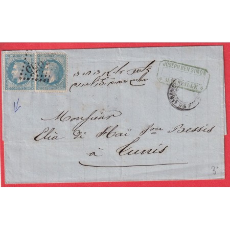 N°29 X2 MARSEILLE GC 5055 BONE ALGERIE POUR TUNIS TUNISIE 1870