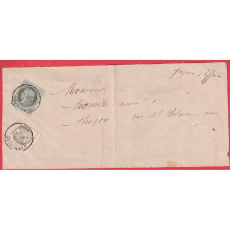 N°50 + 52 CAD TYPE 18 CARROUGES ORNE POUR ALENCON DEVANT DE BANDE TARIF PAPIERS AFFAIRE