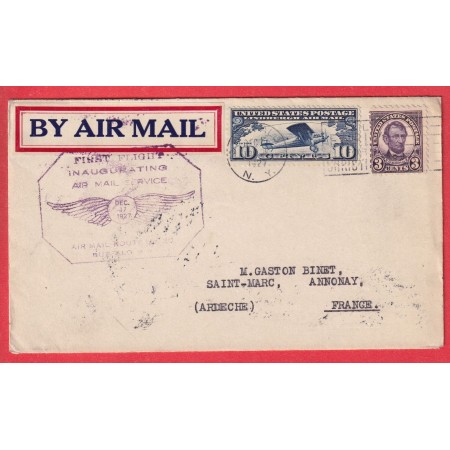 ETATS UNIS 1927 1ER VOL FIRST FLIGHT INAUGURATING BUFFALO ROUTE N°10 AIR MAIL SERVICE 1927
