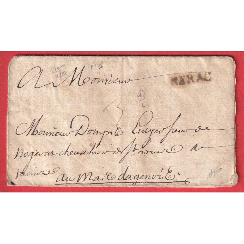 MARQUE NERAC LOT ET GARONNE LN°1 1721 POUR LE MAS D'AGENOIS INDICE 11