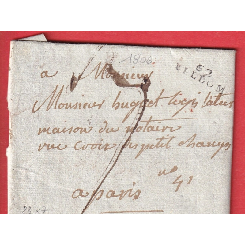 MARQUE 62 BILLOM 23X7 1806 PUY DE DOME INDICE 12 POUR PARIS