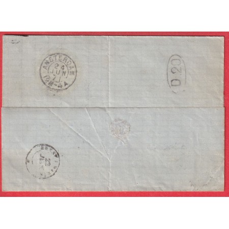 N°46B X2 TTB GC 3096 REDON ILLE ET VILAINE POUR AMSTERDAM PAYS BAS HOLLANDE NEDERLAND JUIN 1871