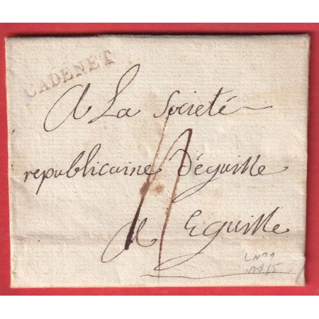 MARQUE 12 CADENET BOUCHES DU RHONE 27X8 1794 INDICE 22 POUR EGUILLES