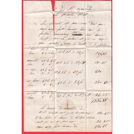 CAD TYPE 15 PEYROLLES BOUCHES DU RHONE DECIME RURAL LE PUY SAINTE REPARADE POUR AIX EN PROVENCE 1845