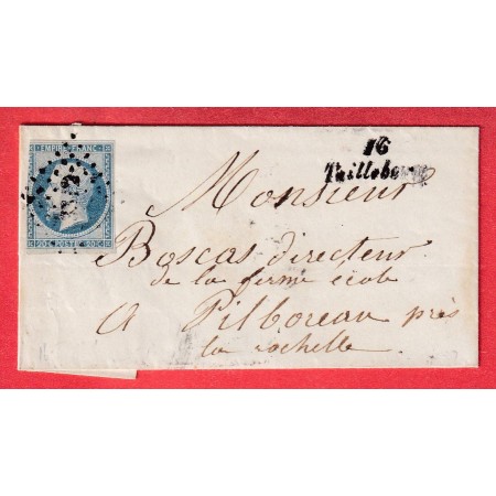 N°14 CURSIVE TAILLEBOURG CHARENTE INFERIEURE MARITIME POUR PILBOREAU INDICE 21