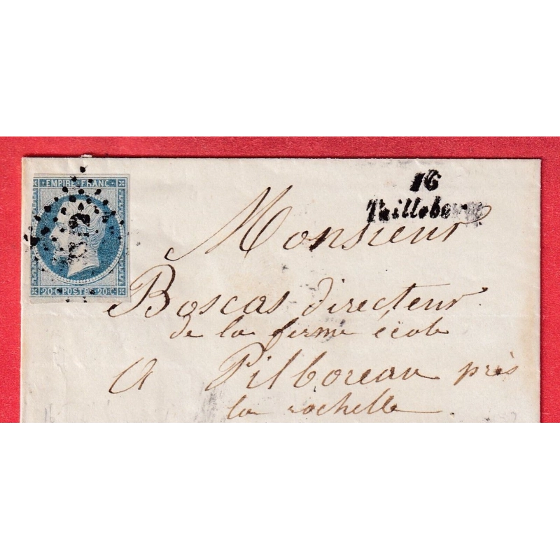 N°14 CURSIVE TAILLEBOURG CHARENTE INFERIEURE MARITIME POUR PILBOREAU INDICE 21