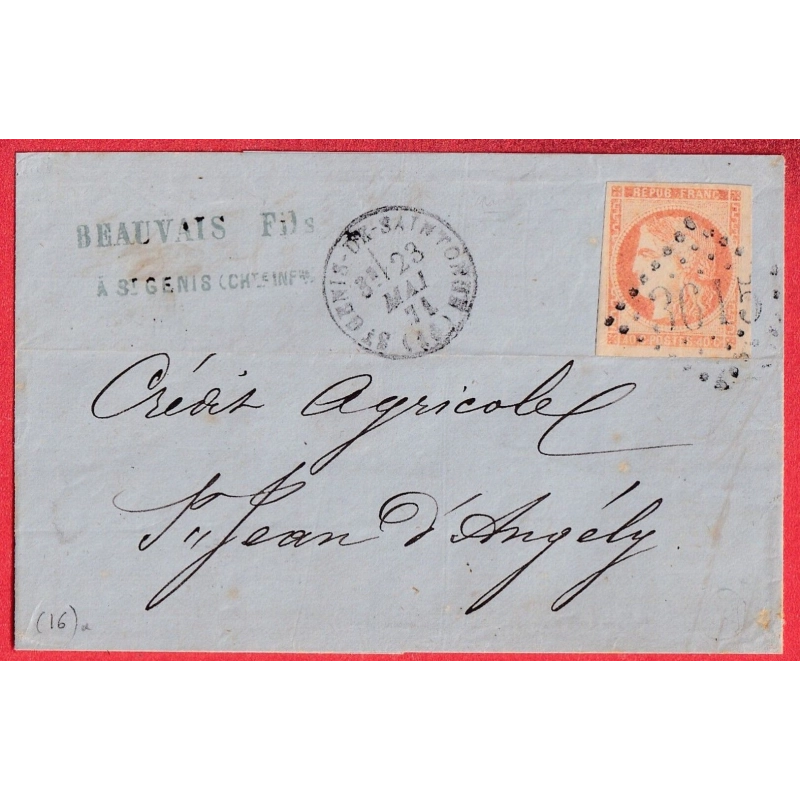 N°48 GC 3615 ST GENIS DE SAINTONGE CHARENTE INFERIEURE POUR ST JEAN D'ANGELY