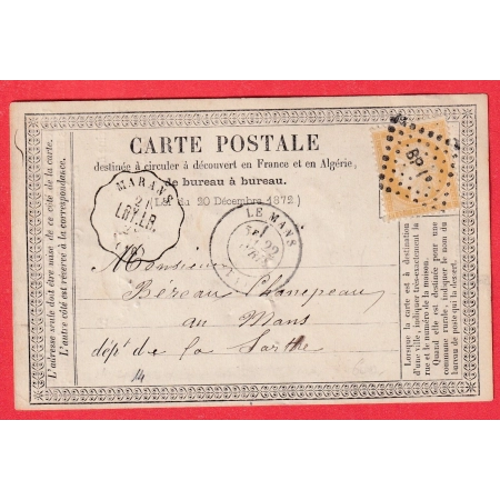 N°59 CARTE PRECURSEUR REPIQUEE CONVOYEUR STATION MARANS CHARENTE INFERIEURE LIGNE LRY.LR INDICE 14