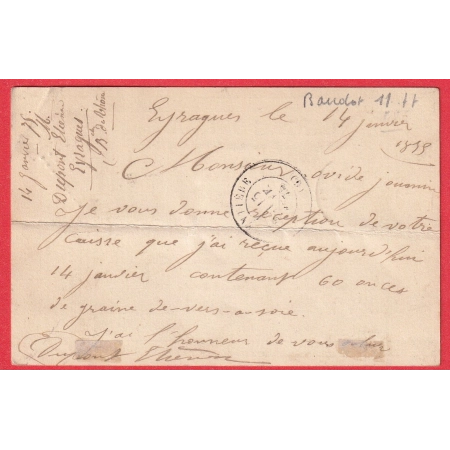 N°55 GC 6247 EYRAGUES BOUCHES DU RHONE CARTE PRECURSEUR LARGENTIERE ARDECHE SIGNE BAUDOT INDICE 19