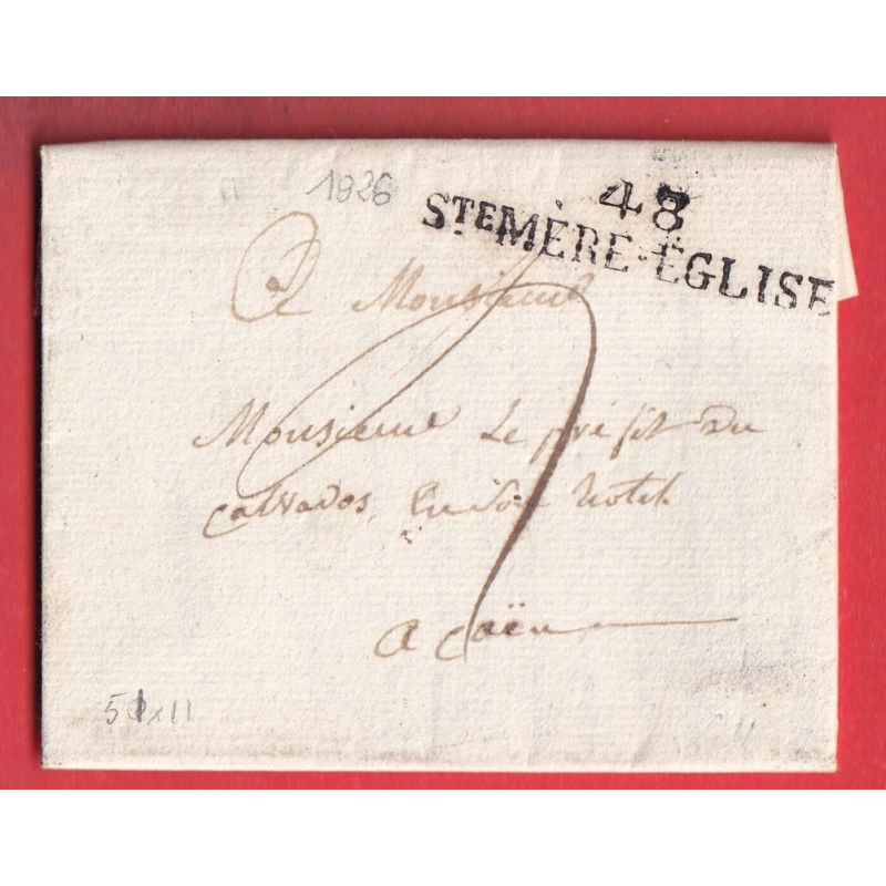MARQUE 48 SAINTE MERE EGLISE MANCHE 1826 POUR CAEN 51X11 INDICE 11