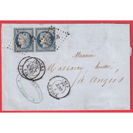 N°4 PAIRE TTB PC 3398 TOURS INDRE ET LOIRE POUR ANGERS MAINE ET LOIRE