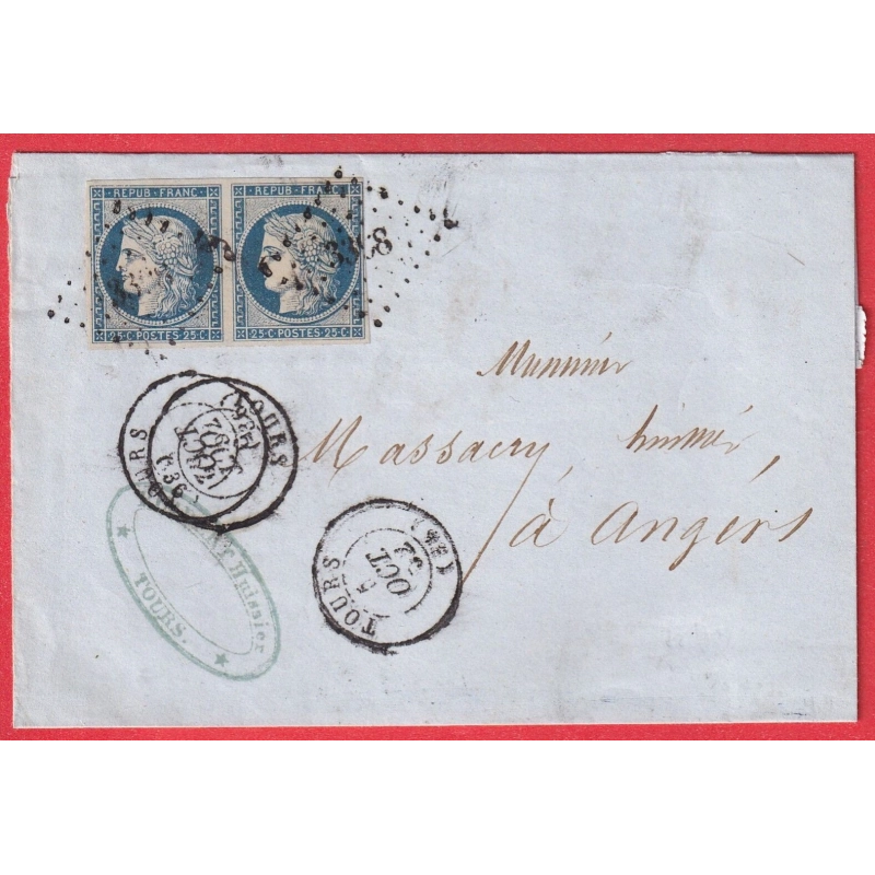 N°4 PAIRE TTB PC 3398 TOURS INDRE ET LOIRE POUR ANGERS MAINE ET LOIRE